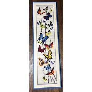 🦋Vintage Butterflies Cross Stitch Complete Framed 39x11.5"